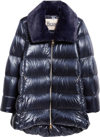 【送料&関税込】Herno Shiny Fabric Down Jacket Herno Shiny Nylon Down Jacket with Faux Fur Collar | Nordstrom