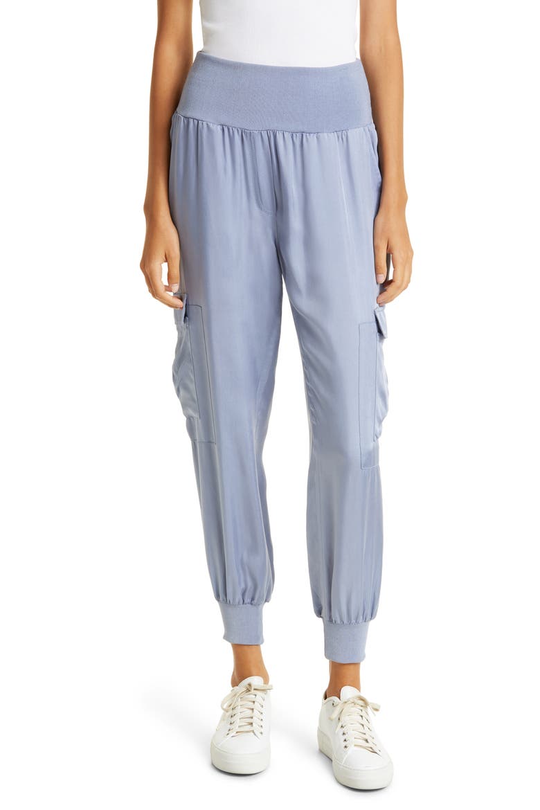 Giles Cupro Crop Cargo Joggers, Main, color, STONEWASH