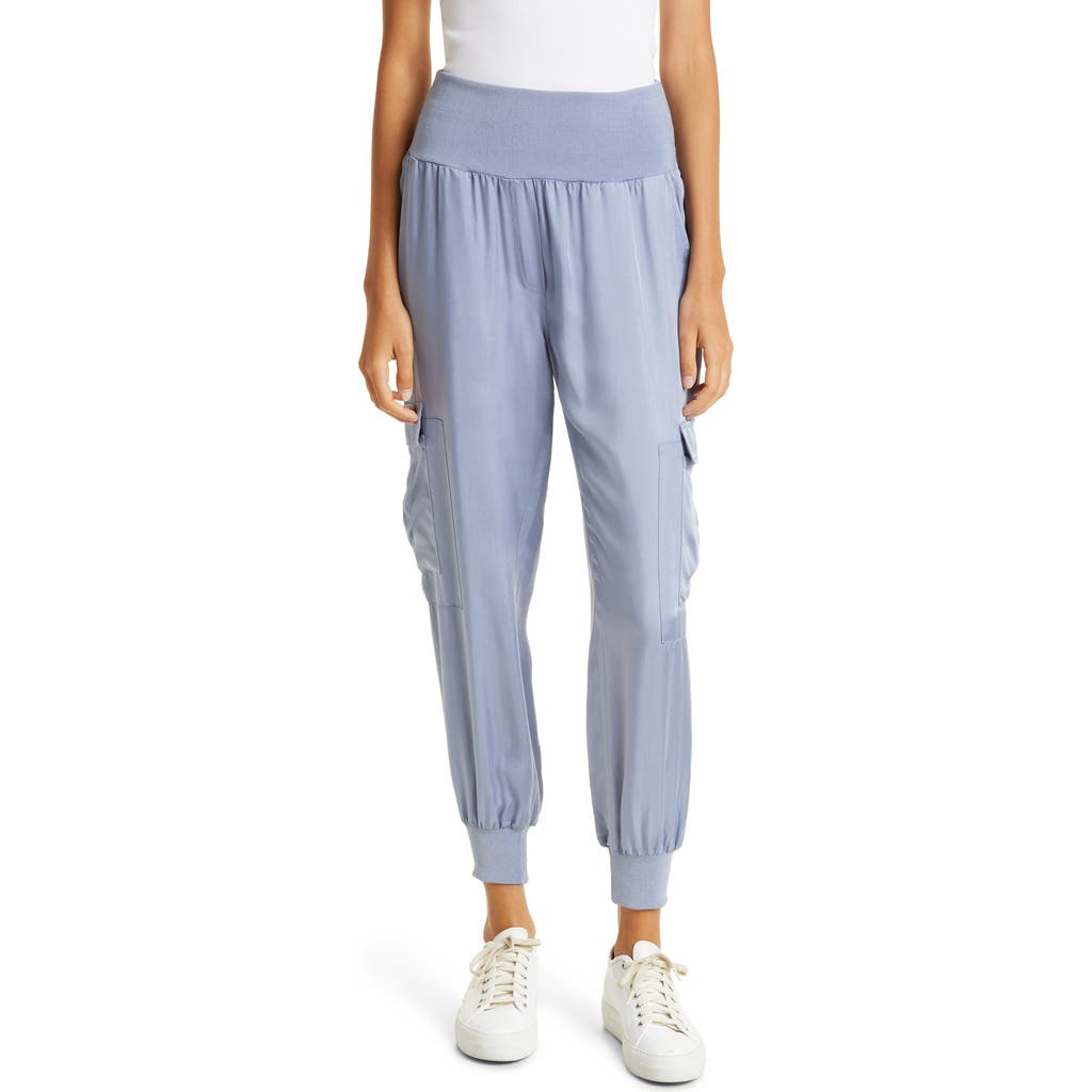 Cinq À Sept Giles Cupro Crop Cargo Joggers In Blue