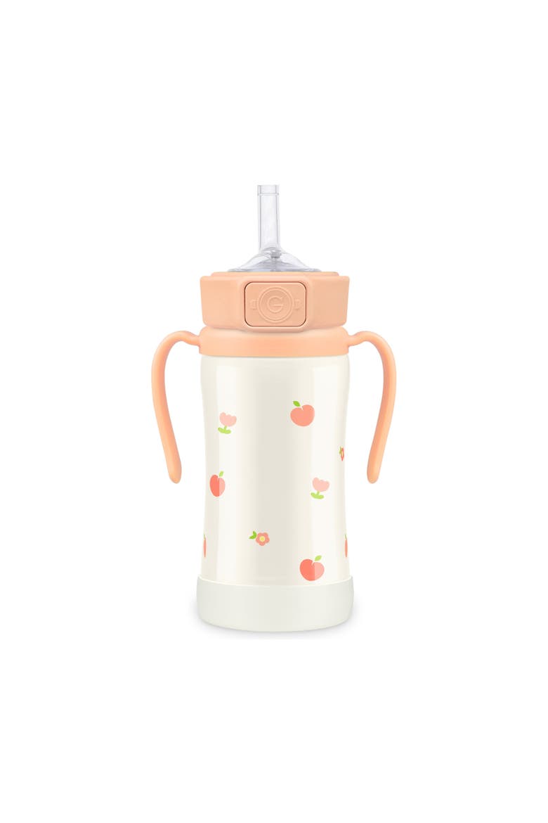 Stainless Steel Straw Cup with Flip Top 10oz, Alternate, color, Flower-Coral