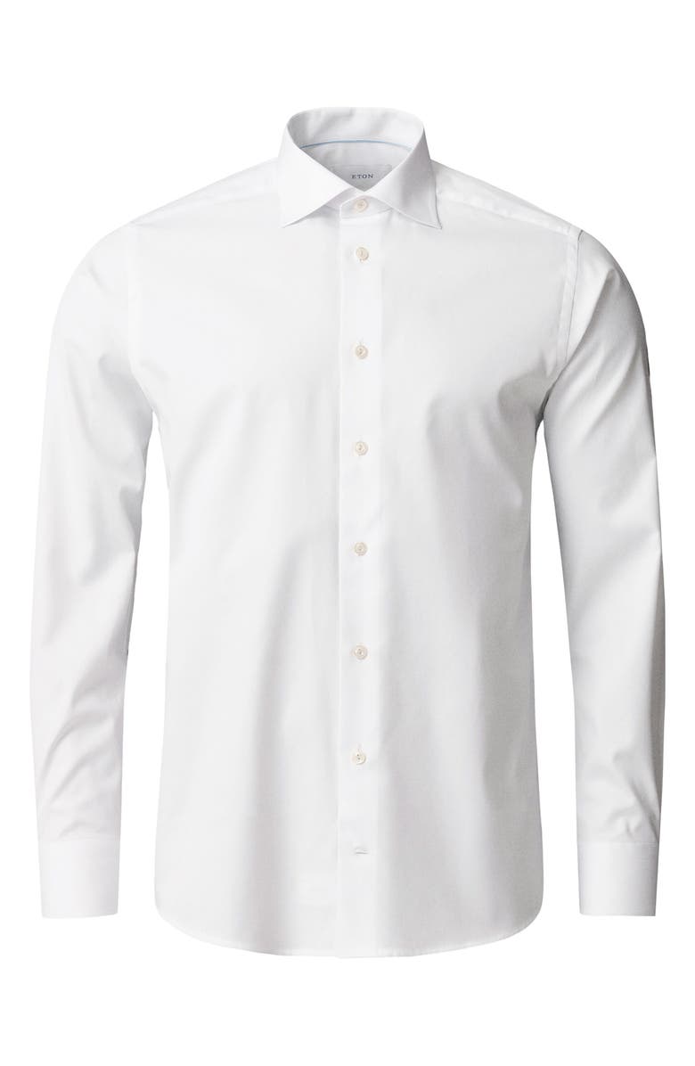 Eton Slim Fit Solid Cotton Dress Shirt, Alternate, color, White
