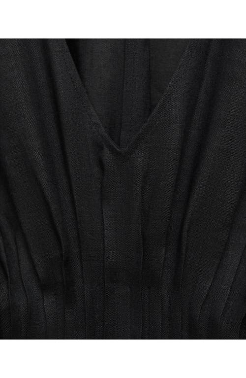 Mango Smocked Waist Linen Blend Maxi Dress