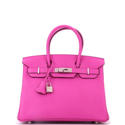 Birkin Handbag Pink Clemence with Palladium Hardware 30
