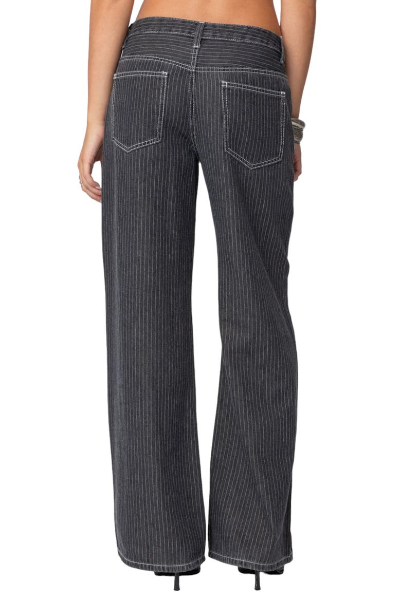 Pinstripe Wide Leg Low Rise Jeans, Alternate, color, BLACK