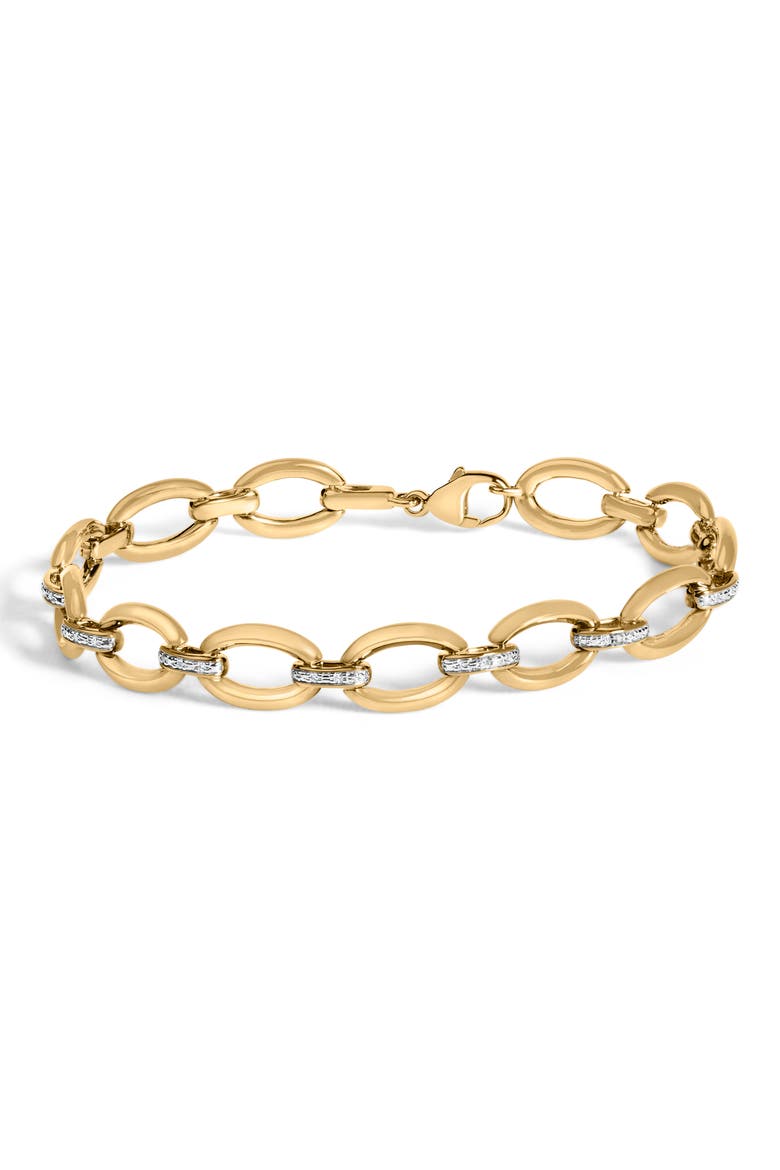 Gold Vermeil 1/10 Cttw Diamond Bold Oval Link Bracelet, Main, color, Silver