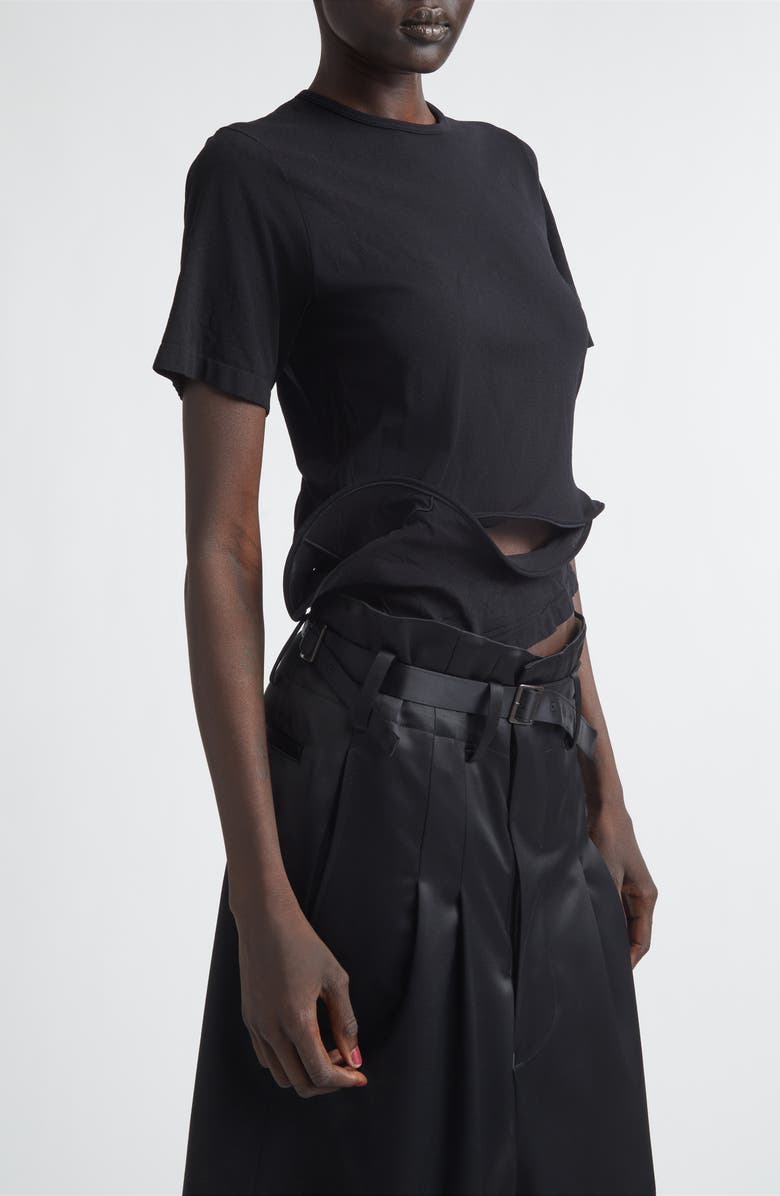 Junya Watanabe Wired Cutout Mesh T-Shirt, Alternate, color, Black