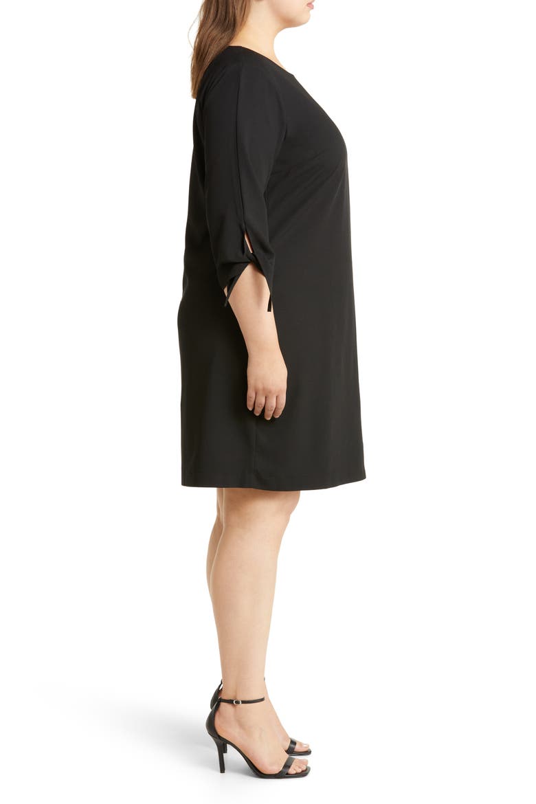 Tie Sleeve Shift Dress, Alternate, color, RICH BLACK