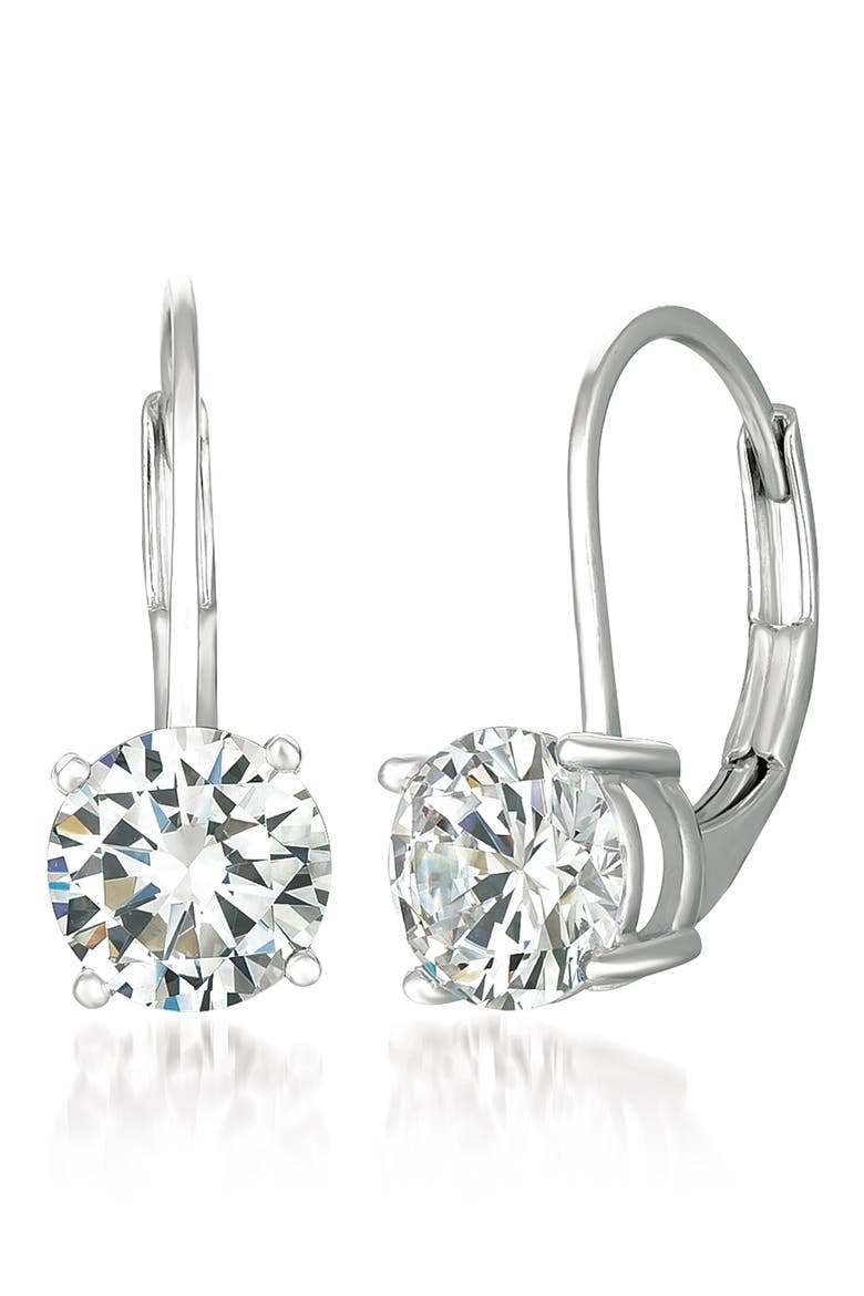 Cubic Zirconia Drop Earrings, Main, color, PLATINUM