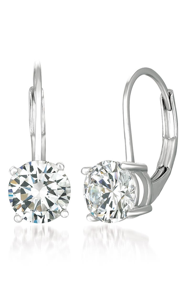 Crislu Cubic Zirconia Drop Earrings, Main, color, Platinum