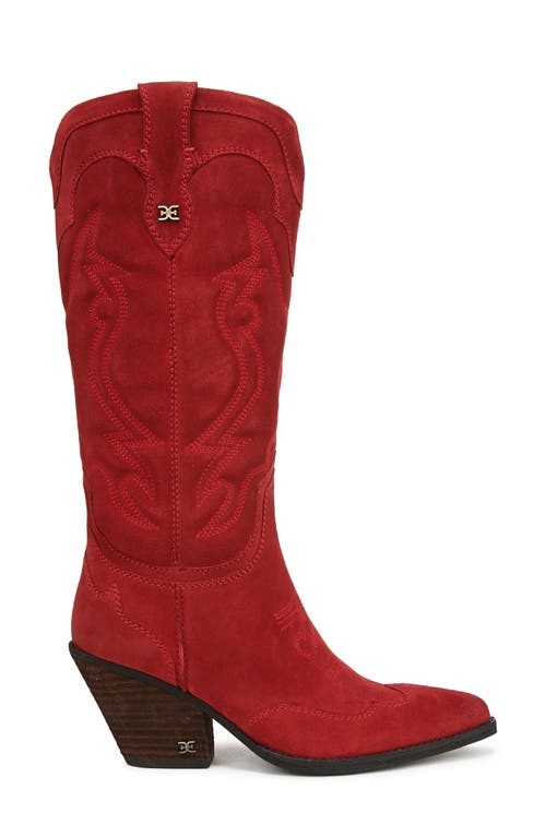 Shop Sam Edelman James Pointed Toe Western Boot In Red Scarlet