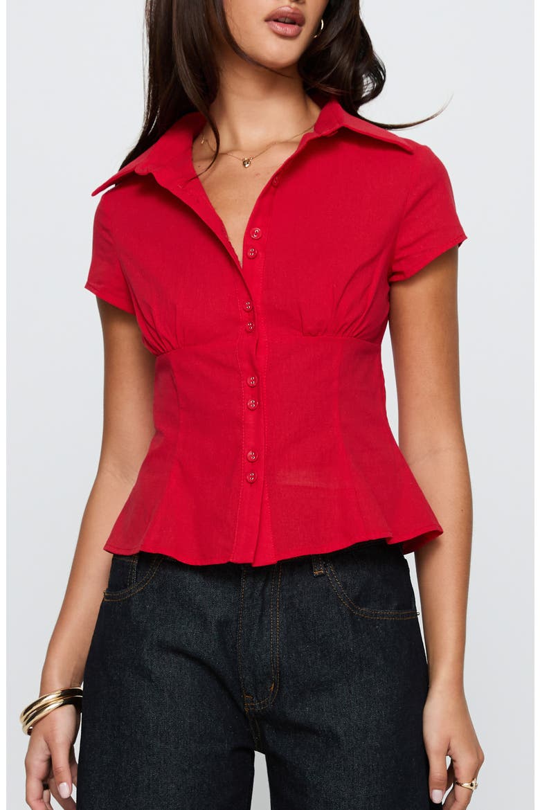 Cottesloe Front Button Shirt, Main, color, RED