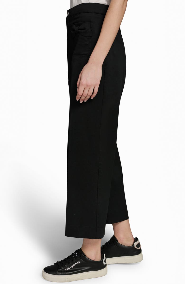 KARL LAGERFELD PARIS Bow Pocket Crop Pants, Alternate, color, Black
