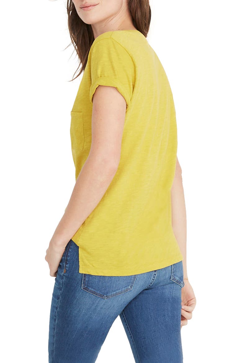 Whisper Cotton V-Neck Pocket Tee, Alternate, color, GOLDEN MEADOW