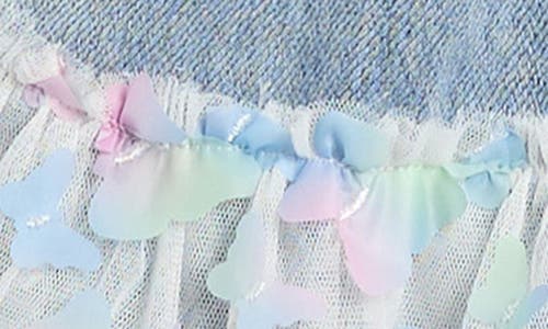 DOE A DEAR DOE A DEAR KIDS' BUTTERFLY MESH LAYER DENIM SHORTS 