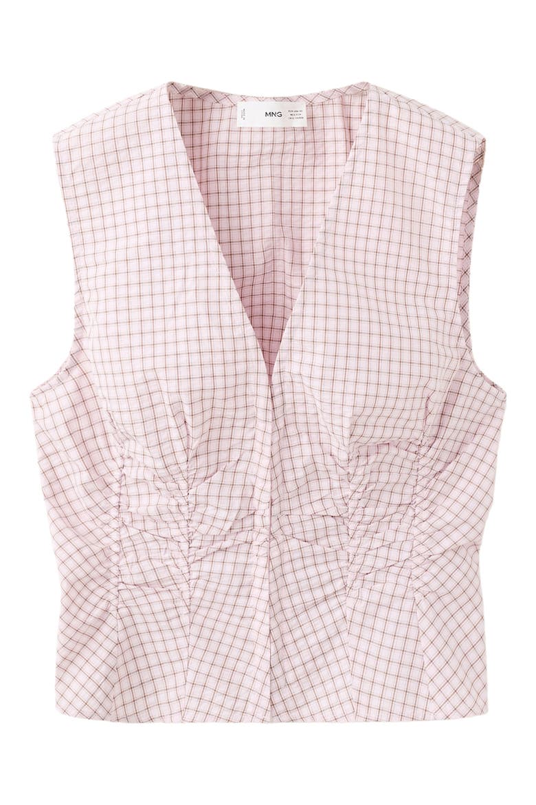 Check V-Neck Sleeveless Top, Alternate, color, PASTEL PINK