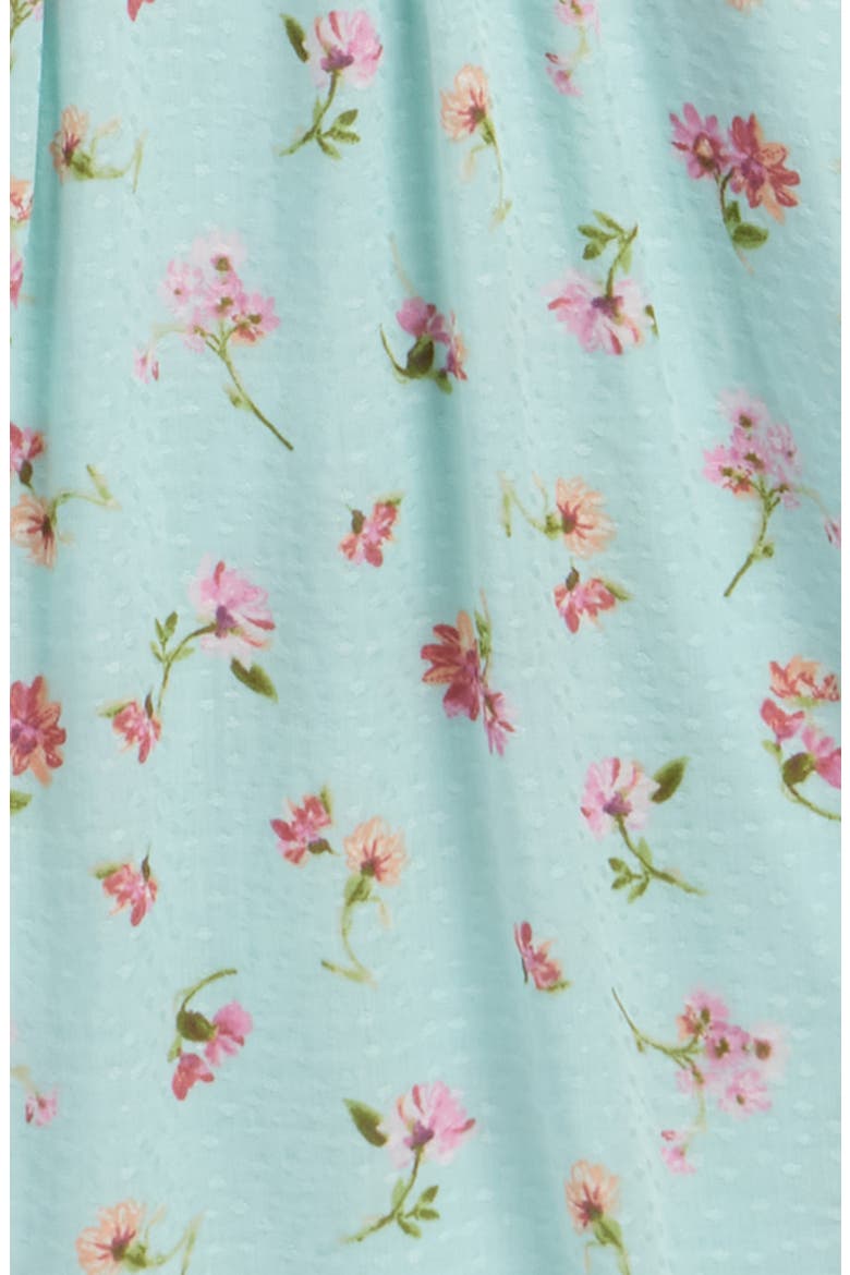 Kids' Floral Puff Sleeve Clip Dot Sundress, Alternate, color, ROBIN EGG BLUE FLORAL