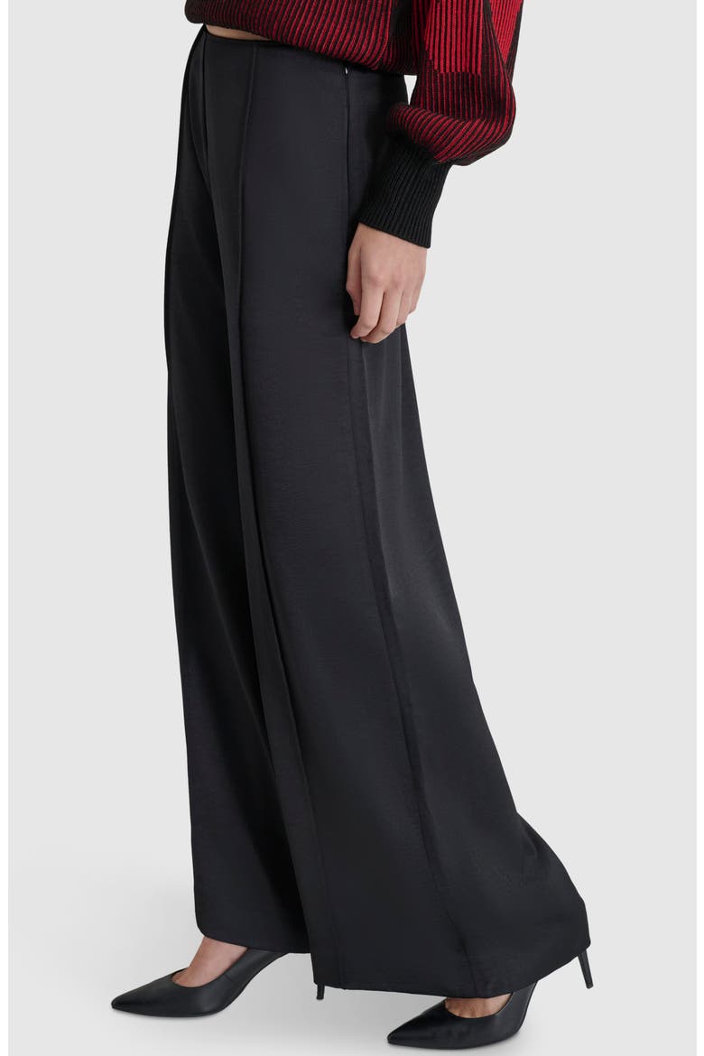 Pintuck Wide Leg Pants, Alternate, color, BLACK