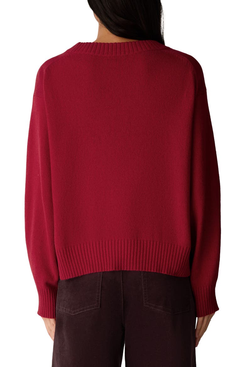 Organic Cotton & Recycled Cashmere Crewneck Sweater, Alternate, color, CRIMSON