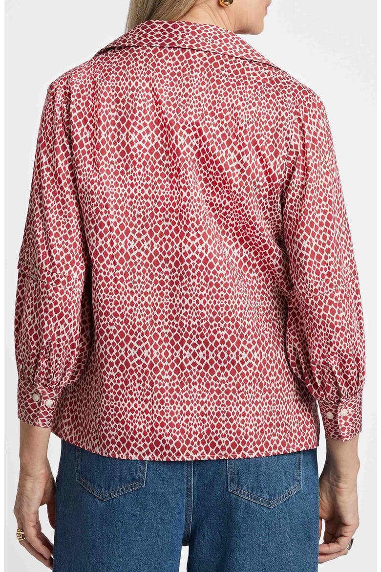Frankie Abstract Print Cotton Sateen Popover Top, Alternate, color, RUBY RED
