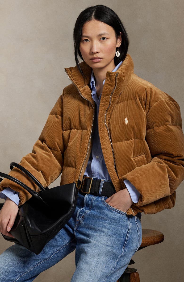 Polo Ralph Lauren Quilted Corduroy Down Jacket, Alternate, color, Tan
