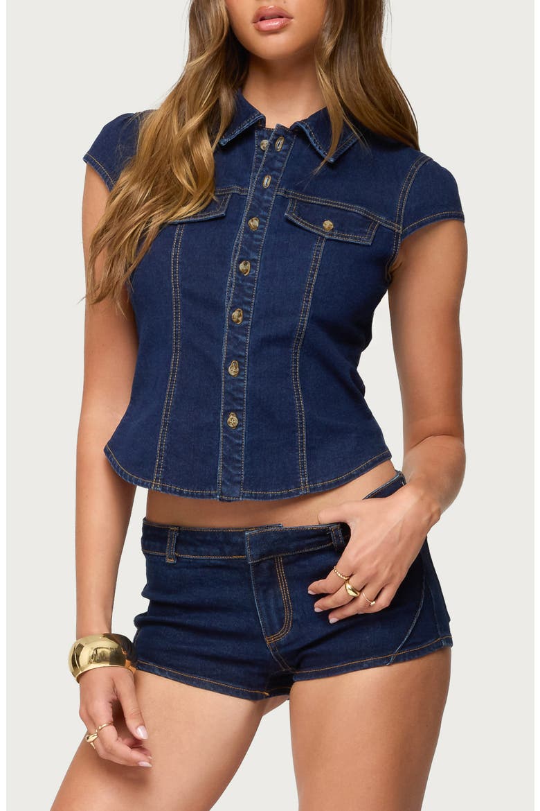 Contrast Stitch Button-Up Denim Shirt (Women) | Nordstrom