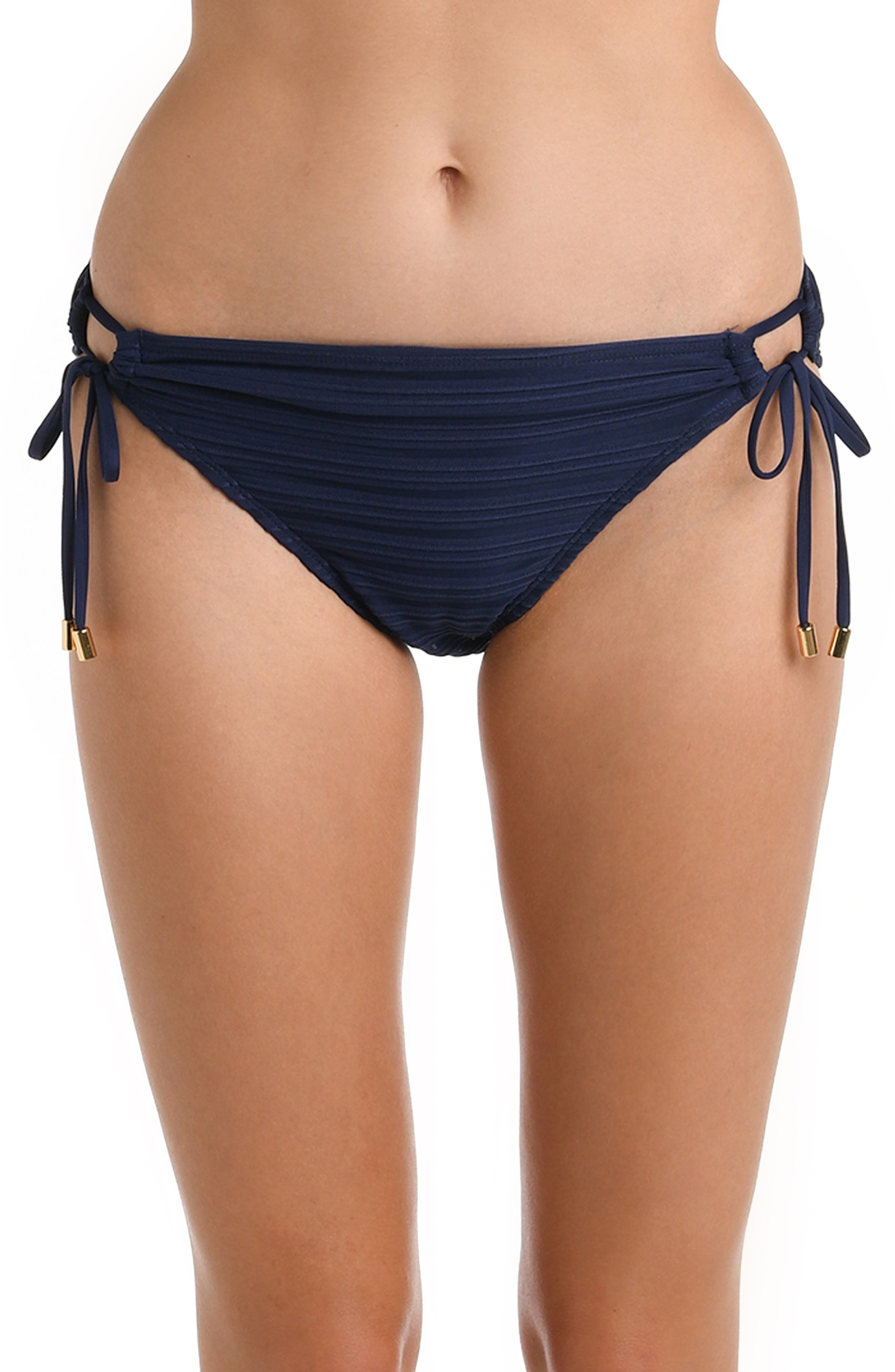 La Blanca Fluid Lines Adjustable Loop Hipster Bikini Bottoms