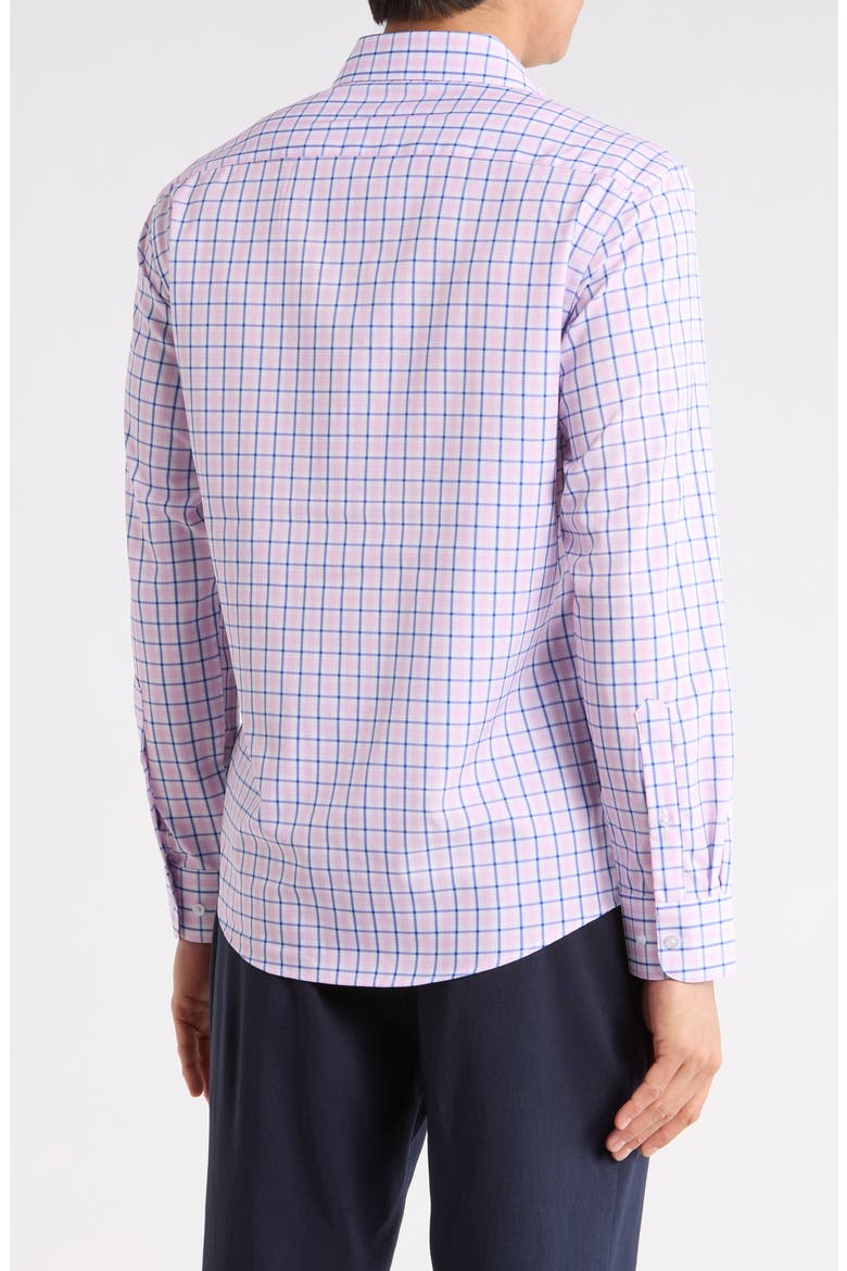 Windowpane Stretch Button-Up Shirt, Alternate, color, PINK