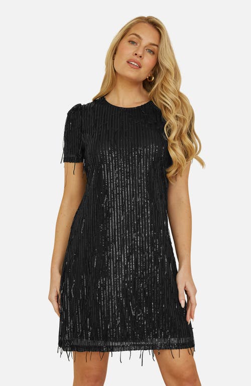 Yumi Dripping Sequin Tunic Dress In Black