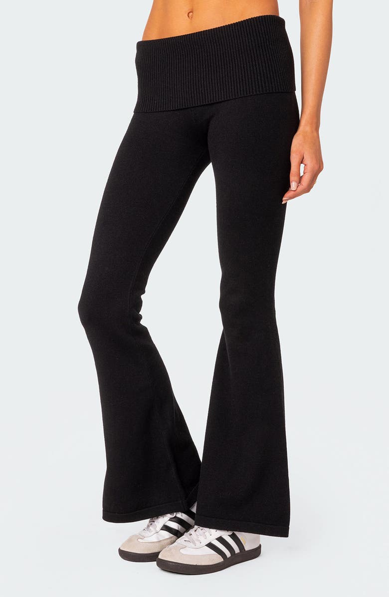 EDIKTED Desiree Foldover Flare Pants, Alternate, color, Black