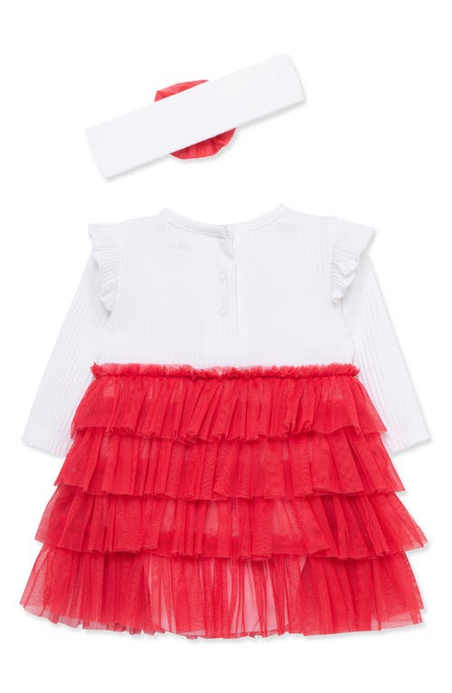 Little Me Candy Cane Tutu Dress & Headband Set In Red