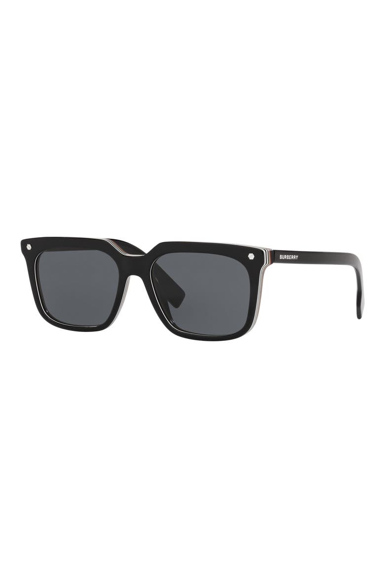 56mm Square Sunglasses, Alternate, color, BLACK