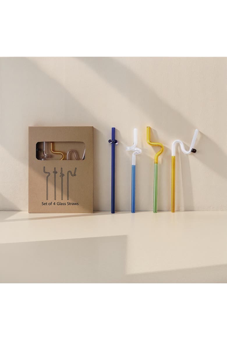 4-Piece Twisted Drinking Straw Set, Alternate, color, Blue
