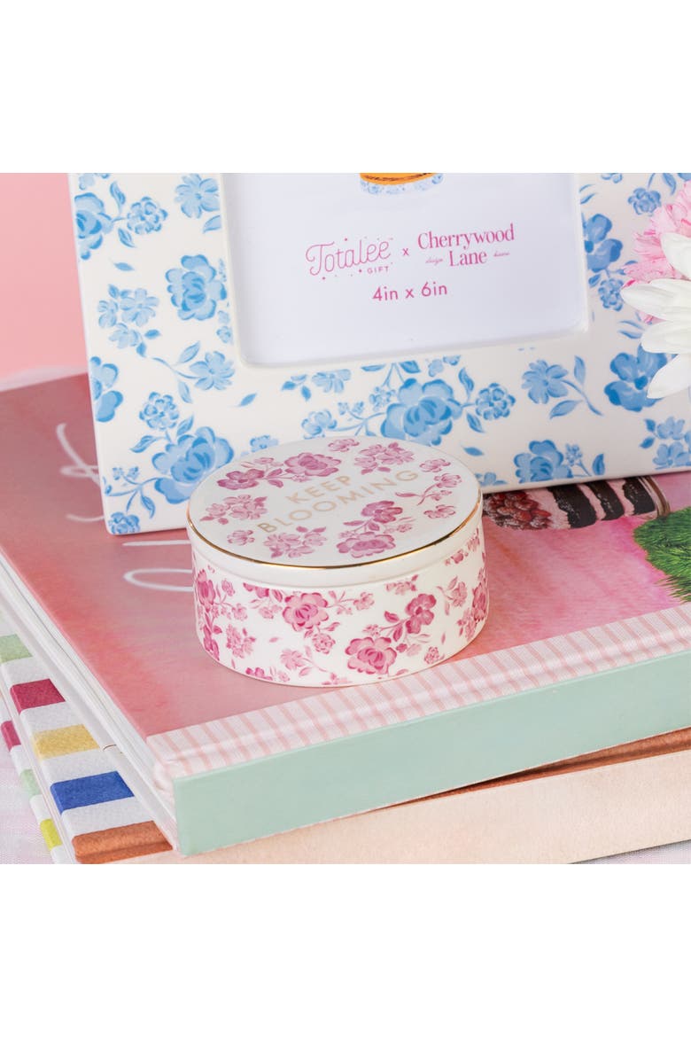 Keep Blooming Ring Dish with Lid Ceramic Pink, Alternate, color, Pink