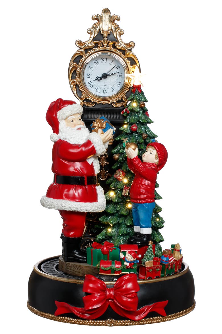 Santa Clock Tree Scene, Main, color, Red