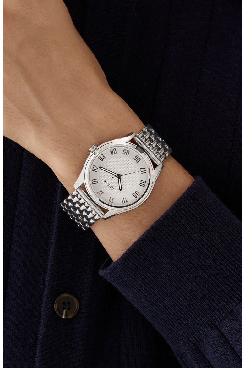 Tate Silvertone Bracelet Watch, 42mm, Alternate, color, SILVER