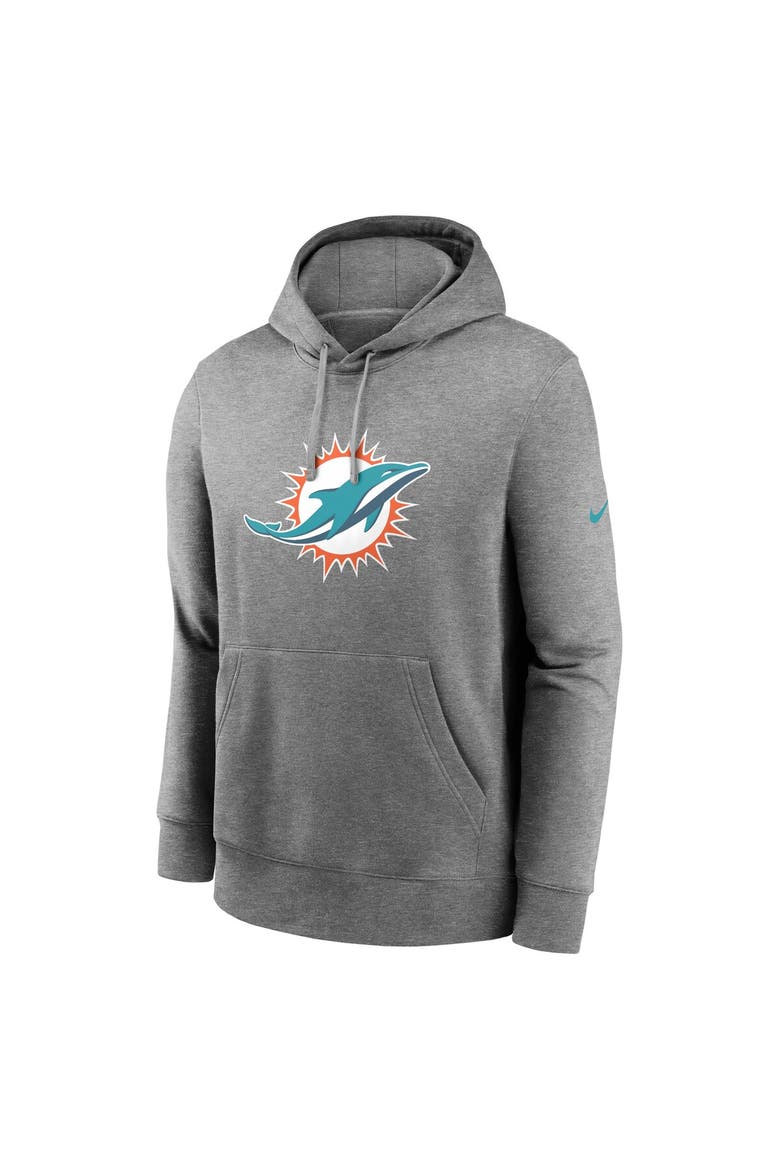 Men's Nike Heather Gray Miami Dolphins Club Logo Pullover Hoodie, Alternate, color, Heather Gray
