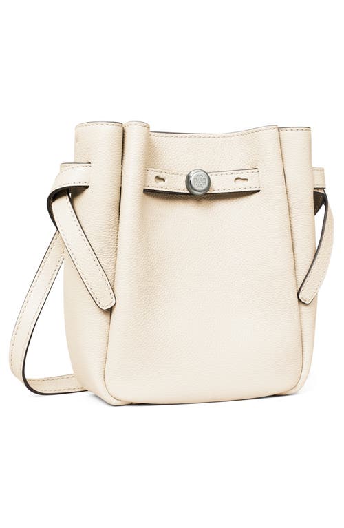 Tory Burch Romy Pebble Leather Phone Crossbody Bag In Light Cream