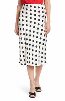 Renee C Polka Dot Satin Midi Skirt