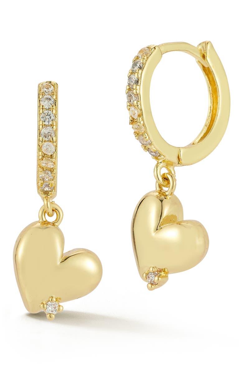 Heart Huggie Hoop Earrings, Main, color, GOLD