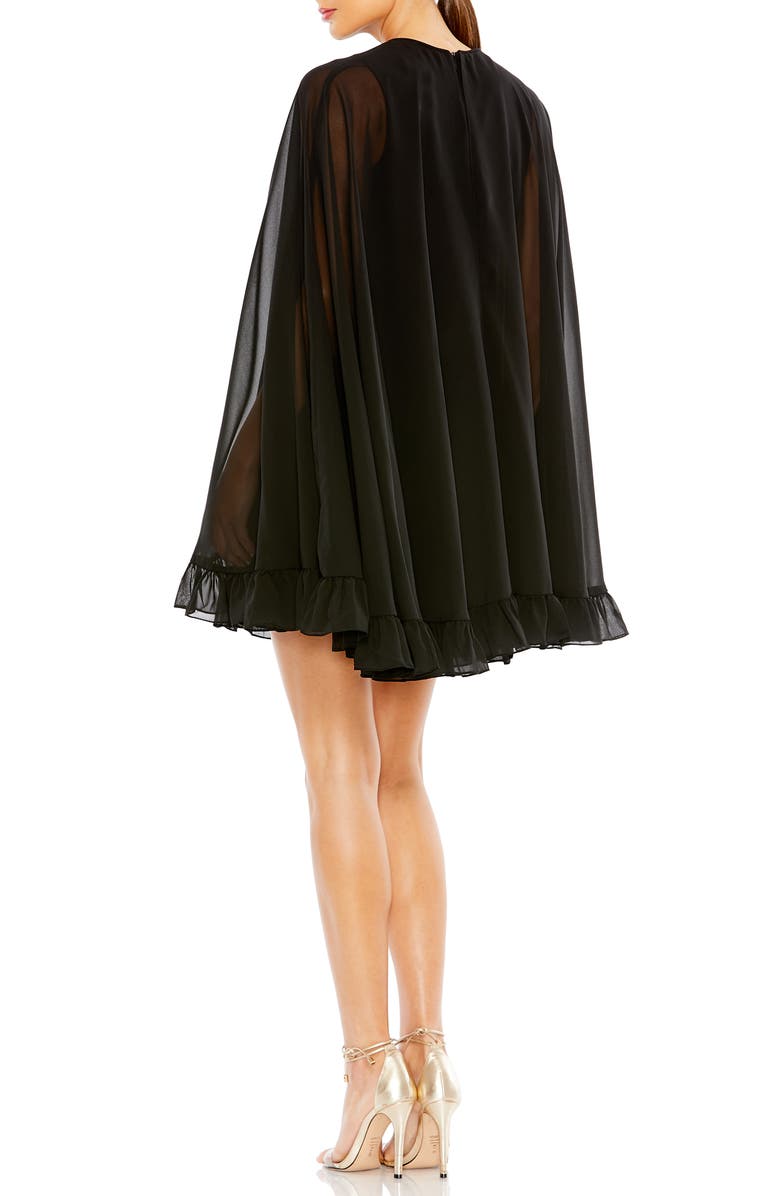 Mac Duggal Ruffle Long Sleeve Chiffon Trapeze Minidress, Alternate, color, 