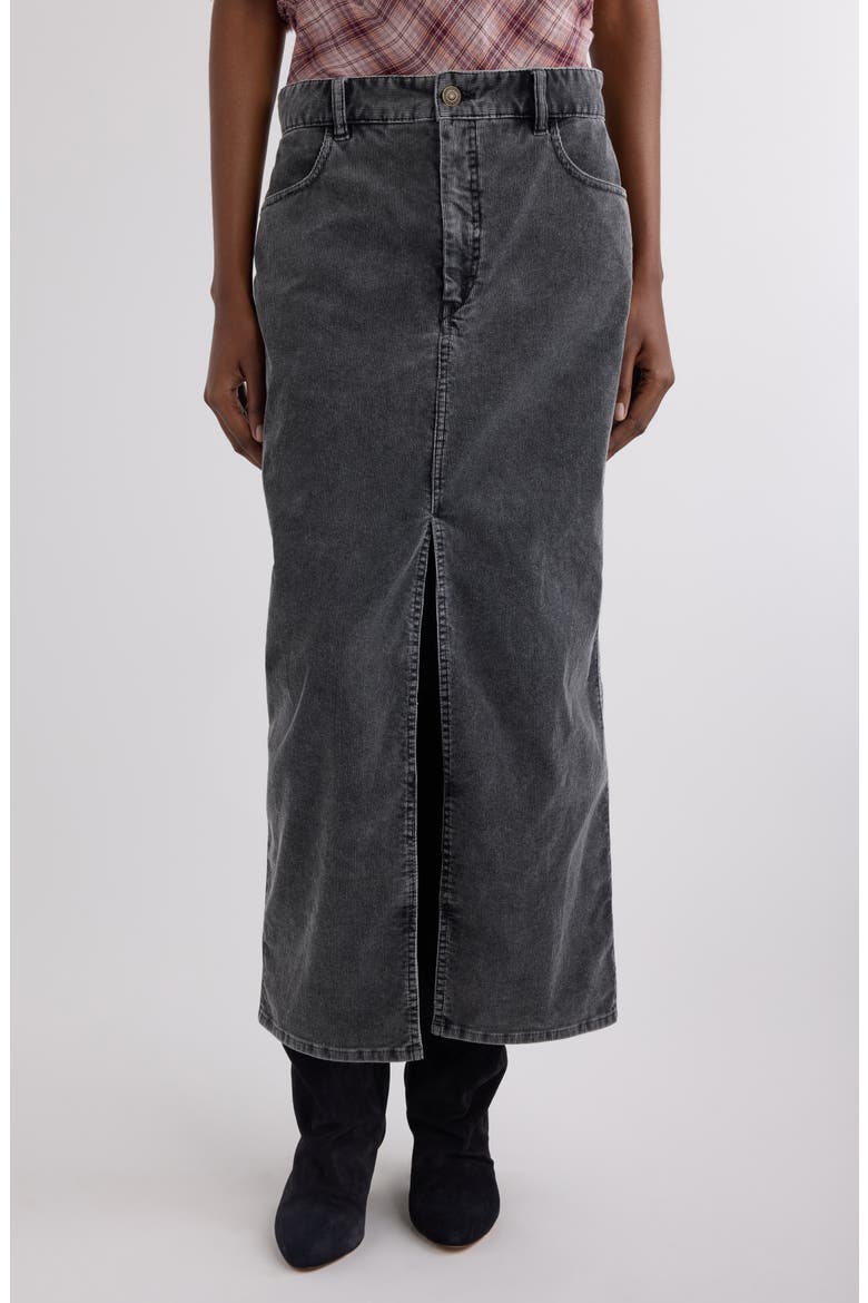 Odalie Stretch Cotton Corduroy Skirt, Main, color, VINTAGE BLACK