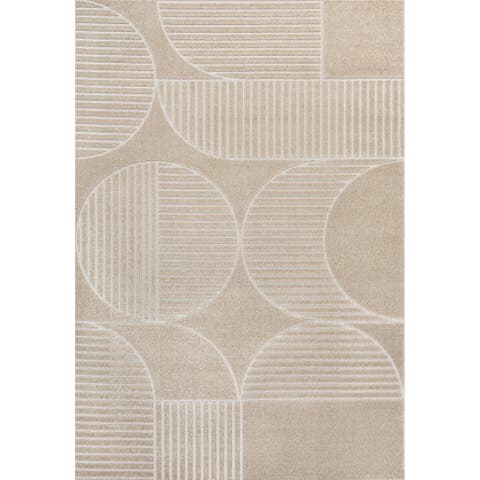 Nordby High-Low Geometric Arch Scandi Striped Indoor/Outdoor Area Rug