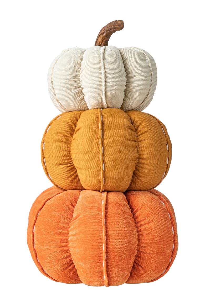 13"H Fall Stacked Fabric Pumpkin, Alternate, color, Orange