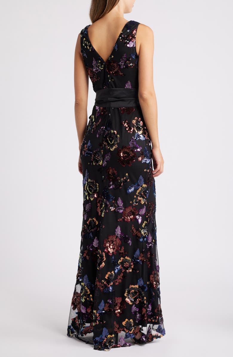 Eliza J Sequin Satin Bow Mermaid Gown, Alternate, color,