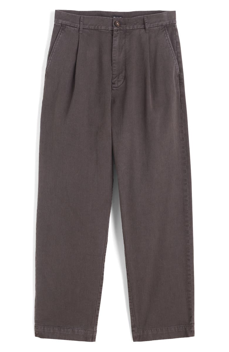 Madewell Pleated Cotton Twill Pants, Alternate, color, Soft Charcoal