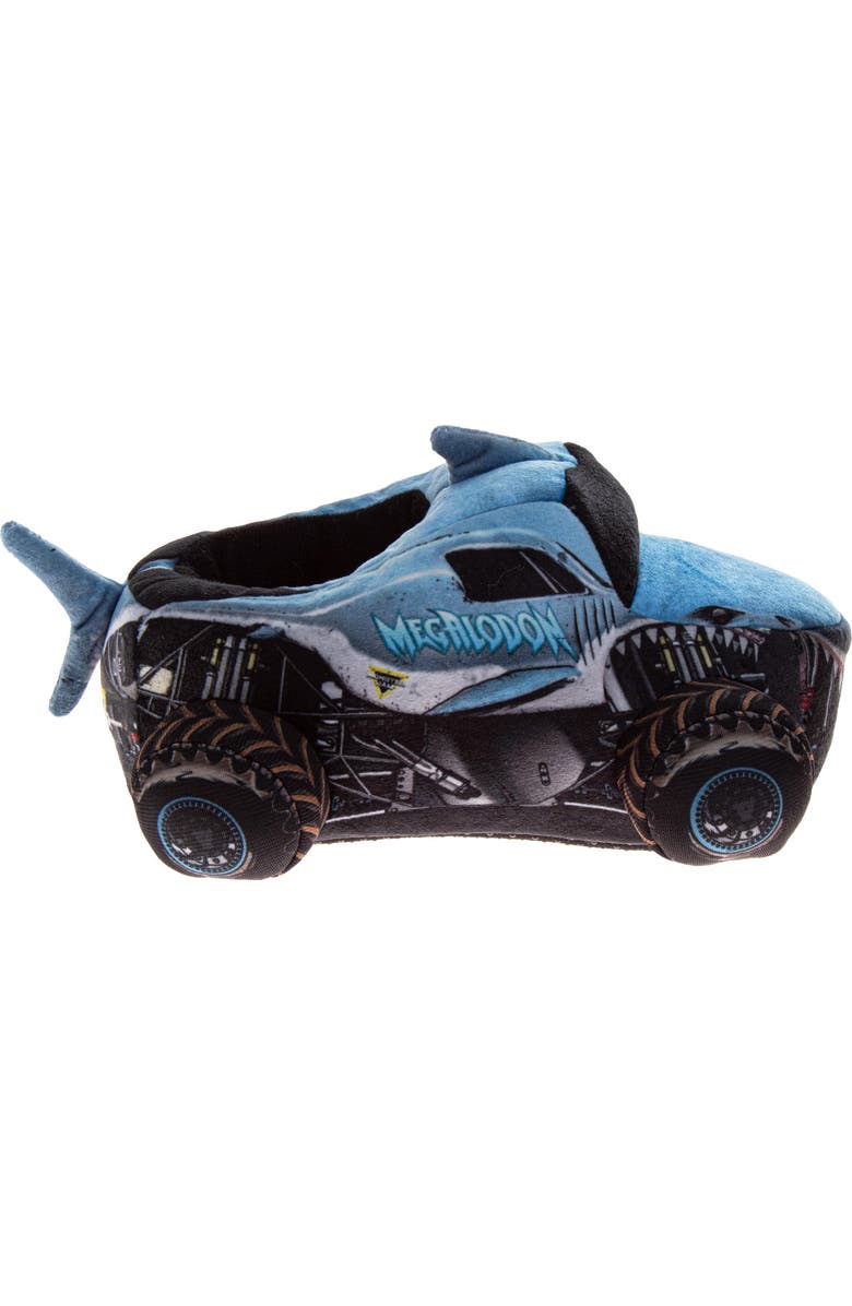 Monster Jam "Megalodon" Boys' 3D Plush Slippers, Alternate, color, Blue Black
