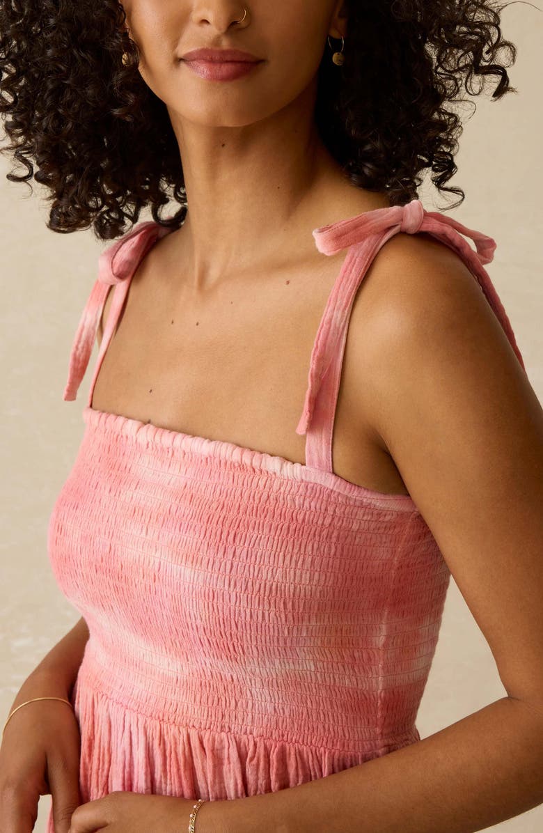 Faherty Dune Ella Organic Cotton Gauze Maxi Dress, Alternate, color, Coral Skies Tie Dye
