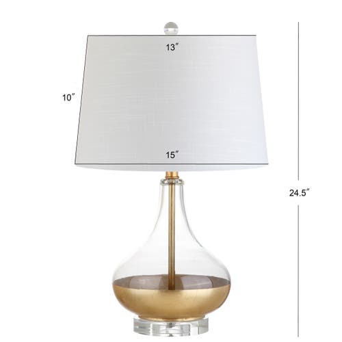 Jonathan Y West 24.5" Glass Led Table Lamp In Clear/gold