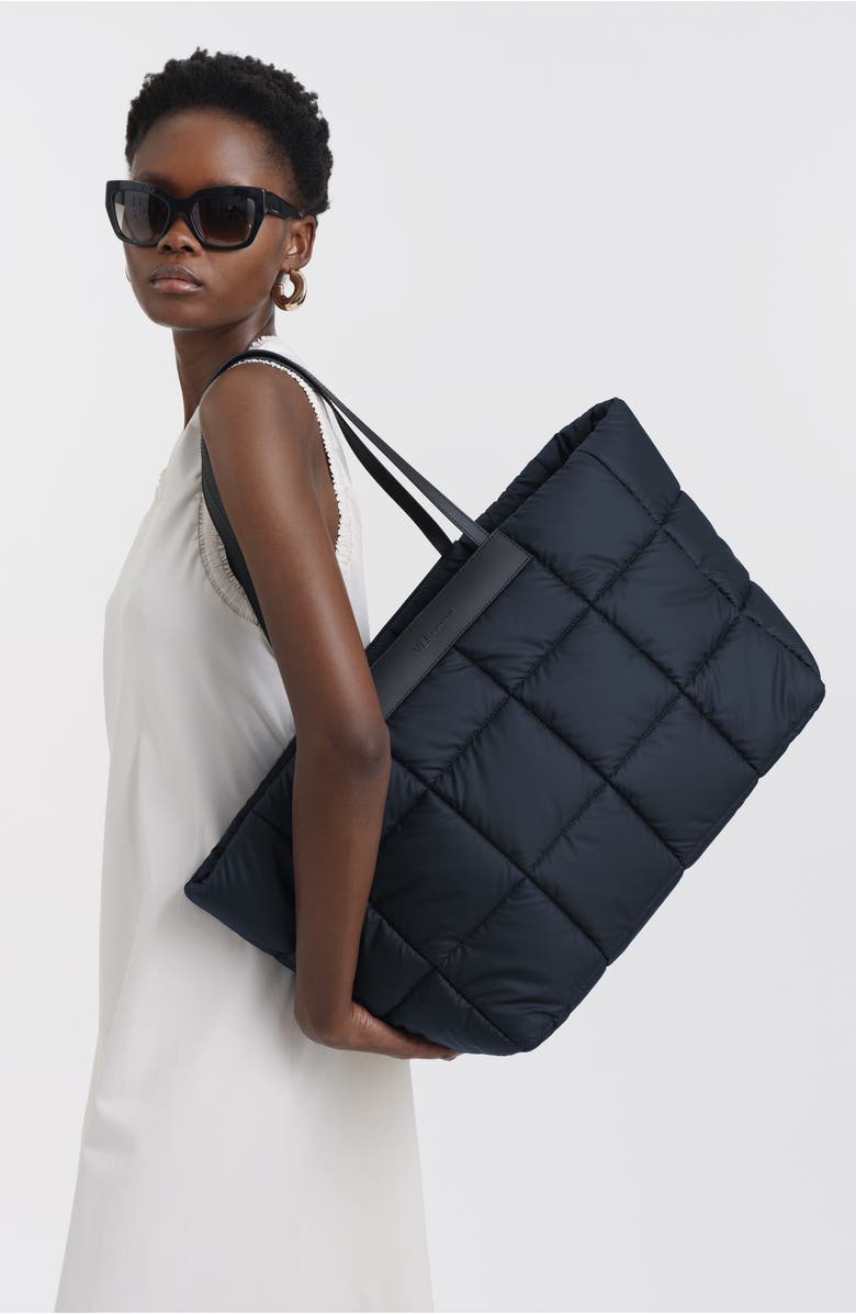 VeeCollective Large Porter Marché Quilted Recycled Nylon Tote, Alternate, color, Dark Navy Blue