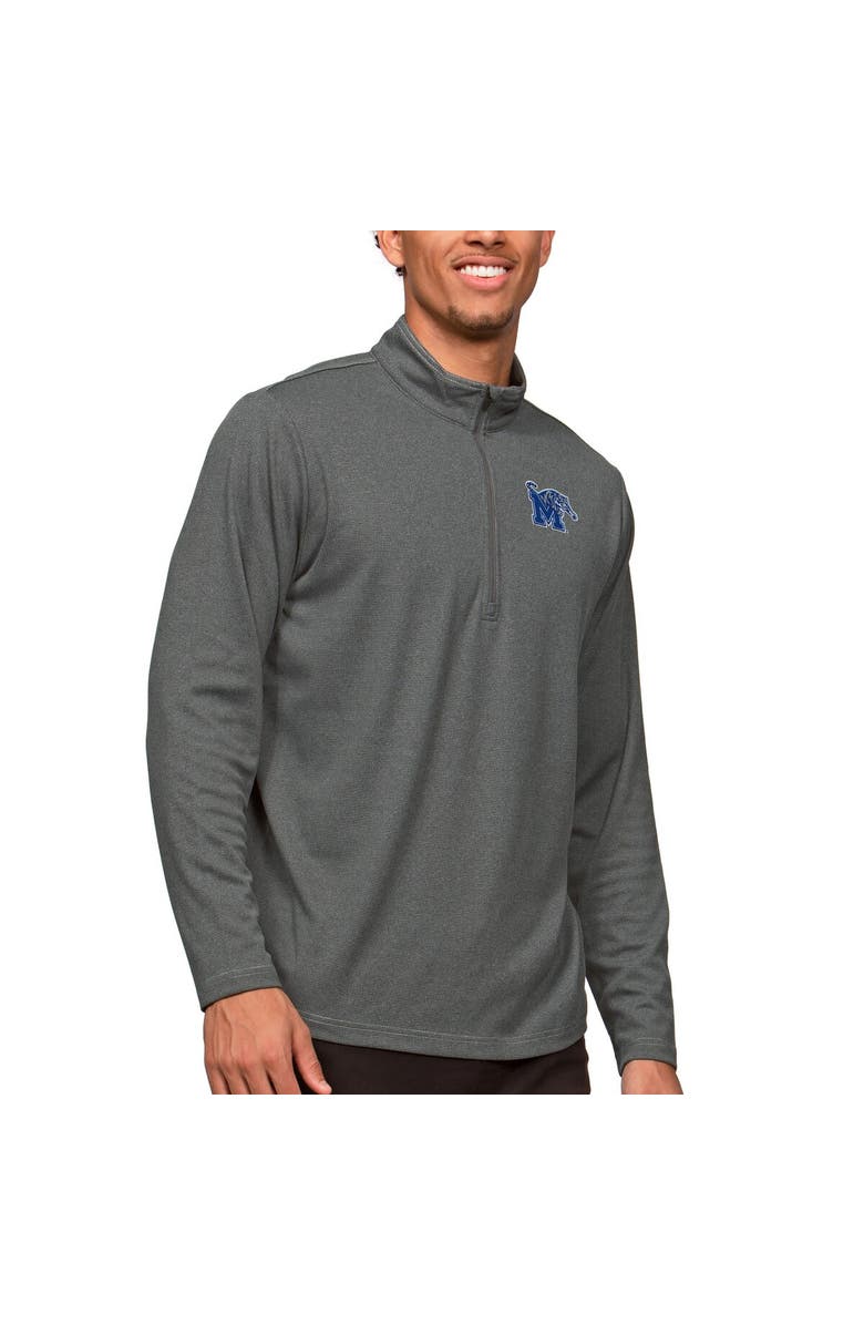 ANTIGUA Men's Antigua Heather Charcoal Memphis Tigers Epic Quarter-Zip Pullover Top, Main, color, 